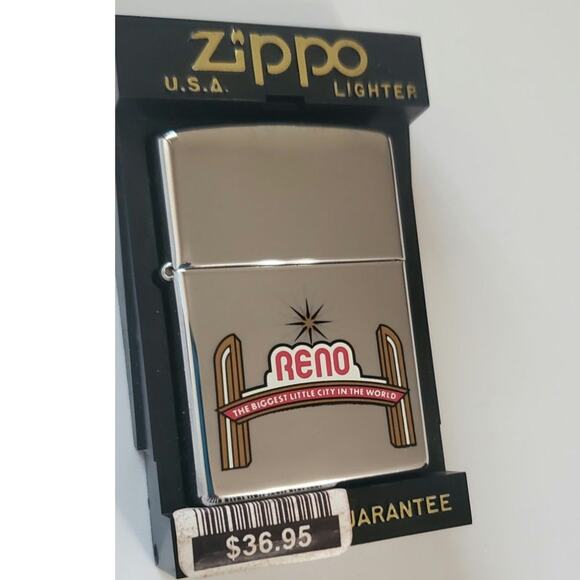 VINTAGE ZIPPO RENO LIGHTER 1998 - Brushed Chrome - NIB - Picture 1 of 7